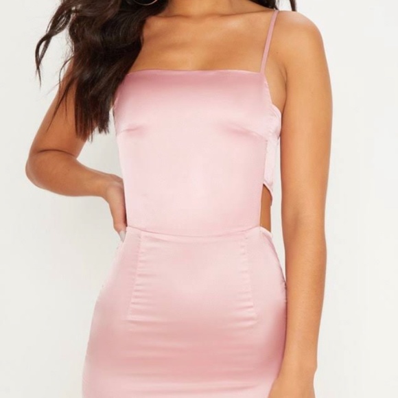 PLT Pink Satin Dress with Cutout Size 4 - Picture 4 of 8